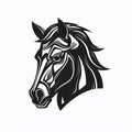 Black silhouette, tattoo of a horse head on white isolated background. Vector Royalty Free Stock Photo