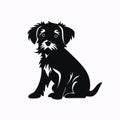 Black silhouette, tattoo of a puppy on white isolated background. Vector Royalty Free Stock Photo