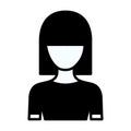 Black silhouette thick contour of faceless half body young woman with straight medium hairstyle