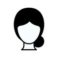 Black silhouette thick contour of faceless woman with collected hair