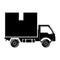 Black silhouette transport truck with vagon