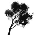 The black silhouette of a tree. Freehand drawing Royalty Free Stock Photo