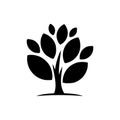 Black silhouette tree with leaves. Tree icon silhouette isolated on white background Royalty Free Stock Photo