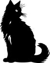 Turkish Angora Cat Black Silhouette Generative Ai