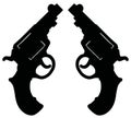 The black silhouette of two short revolvers Royalty Free Stock Photo