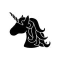 Black silhouette of unicorn`s head vector