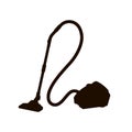 Black silhouette of vacuum cleaner. Isolated hoover. Housework equipment icon. Domestic device for cleaning
