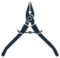 Black silhouette vector icon of long nose pliers hand tool for repair and construction work Royalty Free Stock Photo