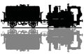 The old steam locomotive and a tank wagon