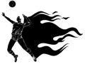 Black silhouette Volleyball Sport Girl and Ball Cartoon Vector Illustration