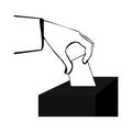 black silhouette with vote in hand and urn Royalty Free Stock Photo