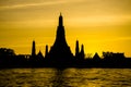 Black silhouette wat arun in bangkok thailand