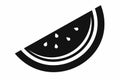 Black silhouette of watermelon slice. Concept of summer, freshness, fruit, and healthy eating. Graphic art. Isolated on