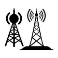 black silhouette and wi-fi towers with antennas Royalty Free Stock Photo