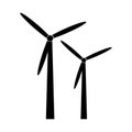 Black silhouette windmill alternative and renewable energy icon Royalty Free Stock Photo