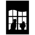 Black silhouette of a window with a cat Royalty Free Stock Photo
