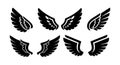 Black silhouette wing shapes vector set with different feather styles and angles Royalty Free Stock Photo
