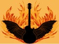 Winged Dark Angel Guitar With Flames Royalty Free Stock Photo