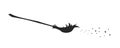 Black silhouette of witch broom. Halloween party. Isolated image of sorceress accessory. Wizard besom Royalty Free Stock Photo