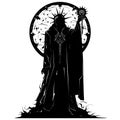 Black silhouette of a wizard on white background Royalty Free Stock Photo