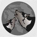 The black silhouette of a wolf on a background of the moon. The wolf howls. Vector illustration Royalty Free Stock Photo