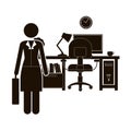 Black silhouette woman administrator in office