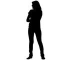 Black silhouette woman standing, people on white background