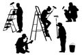 Black silhouette of workers isolate Royalty Free Stock Photo