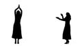 Black silhouette of a young woman in a long dress with heels, dancing and claping her hands. 2 in 1 Collage Front and