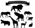 Black silhouettes of African animals