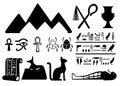 Black silhouettes ancient Egyptian symbols and decoration Egypt flat icons illustration isolated on white background web si
