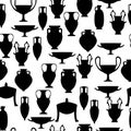 Black silhouettes of ancient pottery on white background Royalty Free Stock Photo