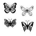 Black Silhouettes Of Butterfly Vector Set Creative design with black and white color