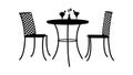 Black silhouettes of chairs at a cafÃÂ© or restaurant, dining