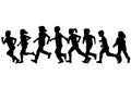 Black silhouettes of children running