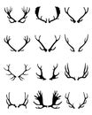 Silhouettes of different deer horns