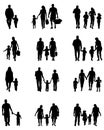 Black silhouettes of families Royalty Free Stock Photo