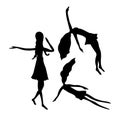 Black silhouettes of flexible gymnast figures