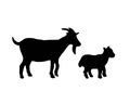 Black Silhouettes of Goat and kid