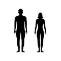 Black silhouettes of men and women on a white background. Male and female gender. Figure of human body. Vector Royalty Free Stock Photo