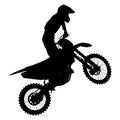 Black silhouettes Motocross rider on a motorcycle Royalty Free Stock Photo