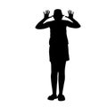 Black silhouettes of a ridicule girl isolated on white background Royalty Free Stock Photo