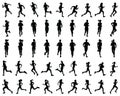 Silhouettes of runners