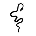 Black silhouettes of snakes crawling on a white background. Serpent crawling. Flat vector graphic illustration. Simple