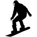 Black silhouettes snowboarders on white background. Vector illu