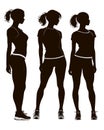 Black silhouettes of the three girls Royalty Free Stock Photo