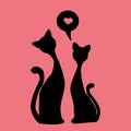 Black silhouettes of Two lovely kittens, vector Royalty Free Stock Photo
