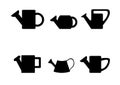 Black silhouettes of watering cans on white background Royalty Free Stock Photo