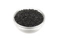 Black silicon carbide powder in a glass dish Royalty Free Stock Photo