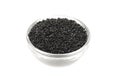 Black silicon carbide powder in a glass dish